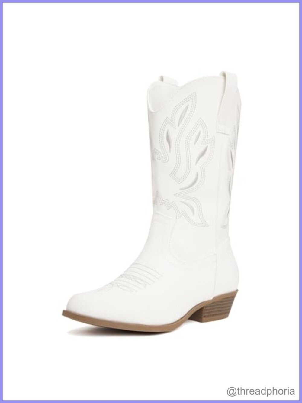 Girls Western Cowboy Boots Embroidered Pointed Toe Mid-Calf Pull-On